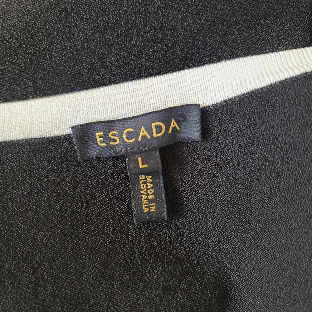 ESCADA Contrast Striped Santana Knit Jacket L Top Sweater Cardigan Travel VTG - Picture 10 of 15